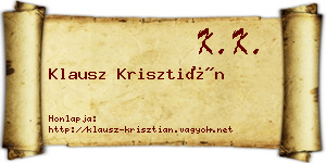 Klausz Krisztián névjegykártya