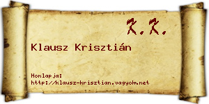 Klausz Krisztián névjegykártya